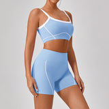 Outdoor Sports Yoga Suits Women's Spaghetti Strap Contrast Color Fitness Set Outfits
