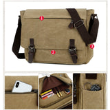 Men Canvas Leather Bag Messenger Satchel Military Travel Cross Body Shoulder Bag