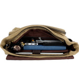 Men Canvas Leather Bag Messenger Satchel Military Travel Cross Body Shoulder Bag