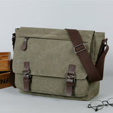Men Canvas Leather Bag Messenger Satchel Military Travel Cross Body Shoulder Bag