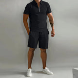 Men's Shorts Suits Summer Short-sleeved Polo Shirts And Drawstring Short Pants Fashion Set