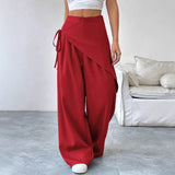 Irregular Design Trousers Fashion Casual Wide-leg Straight Pants Women's Clothing