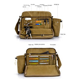 Men Canvas Leather Bag Messenger Satchel Military Travel Cross Body Shoulder Bag