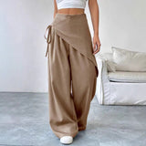 Irregular Design Trousers Fashion Casual Wide-leg Straight Pants Women's Clothing