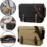 Men Canvas Leather Bag Messenger Satchel Military Travel Cross Body Shoulder Bag