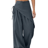Irregular Design Trousers Fashion Casual Wide-leg Straight Pants Women's Clothing