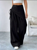 Irregular Design Trousers Fashion Casual Wide-leg Straight Pants Women's Clothing