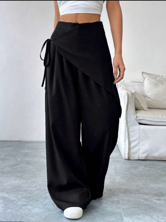 Irregular Design Trousers Fashion Casual Wide-leg Straight Pants Women's Clothing